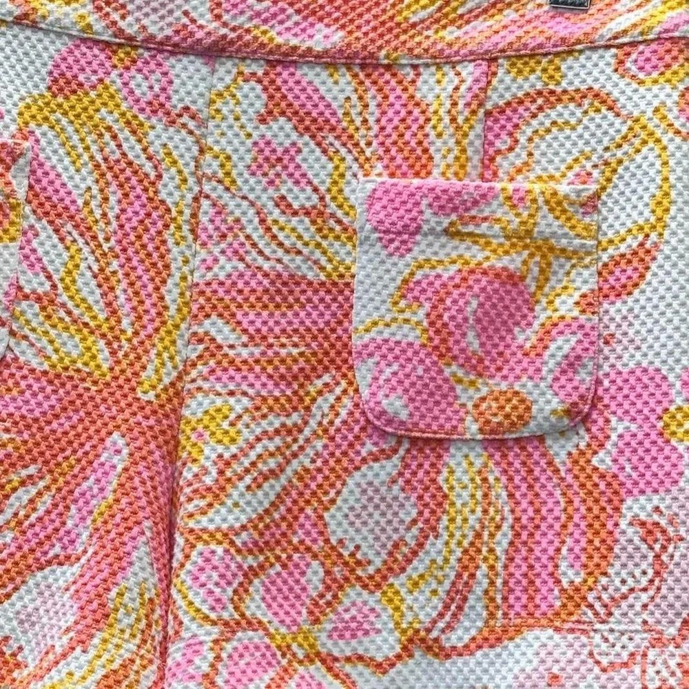 Lilly Pulitzer Vibrant Textured Pink, Orange, and White Floral Shorts